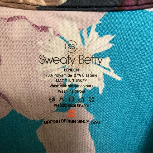 Sweaty Betty 2 piece set zero gravity beetle blue blooms ankle yoga leggings top - Picture 5 of 10